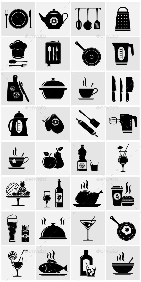 Kitchen 20cooking 20food 20and 20drink 20icons 20set