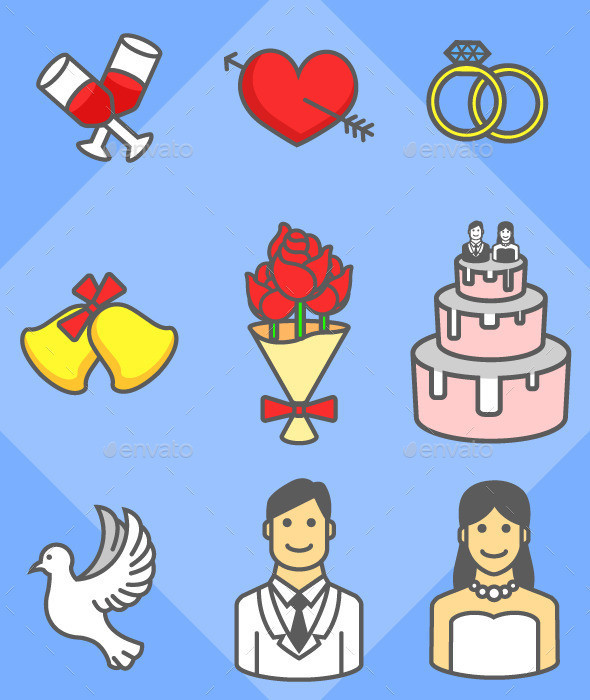 Wedding simple icon pack preview