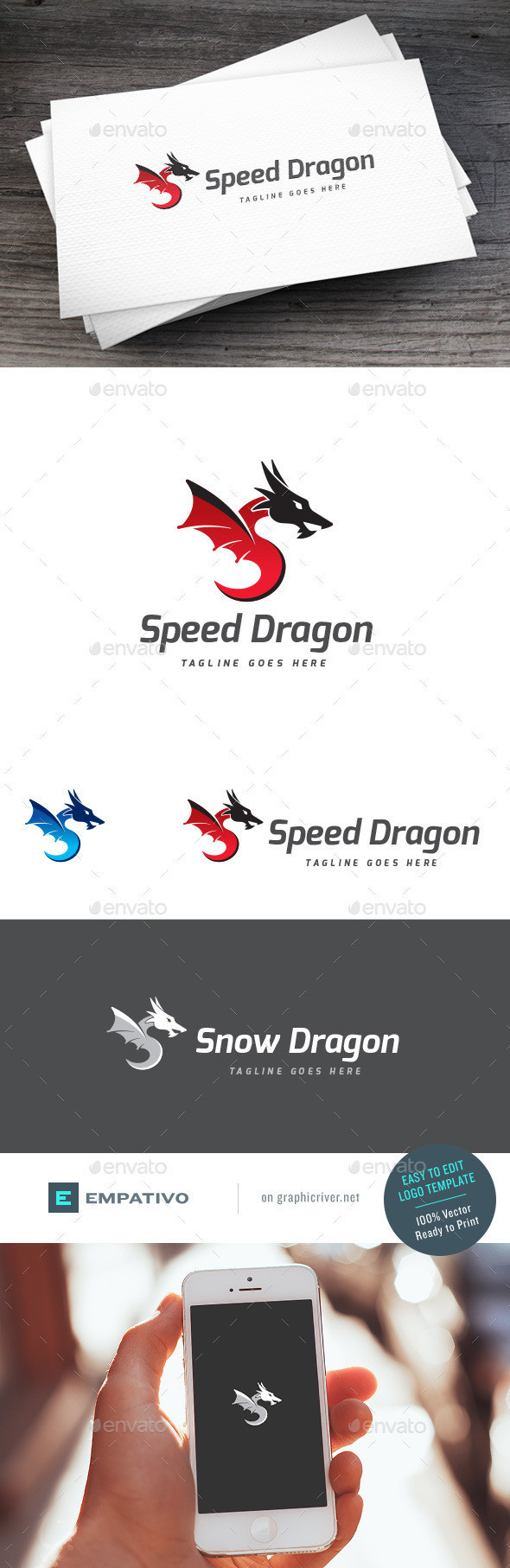 Speed dragon logo template