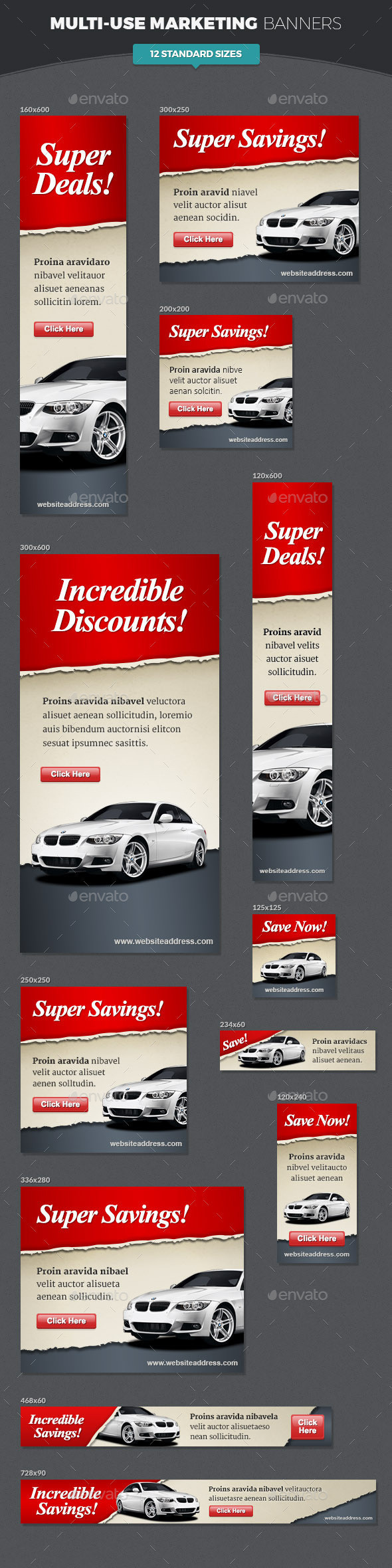 Preview multi use marketing banners