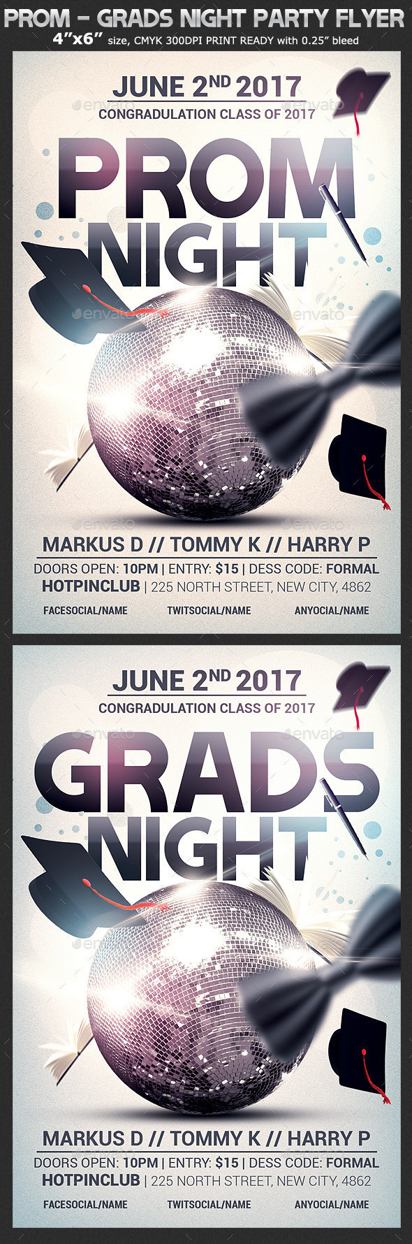 Prom graduation night party flyer template preview