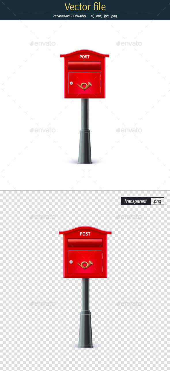 Classic mailbox on a black pole preview