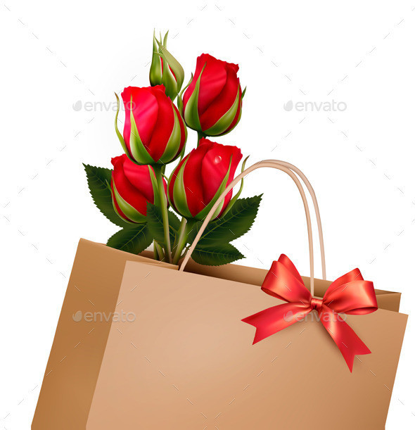01 holiday background with bag and red flowers t