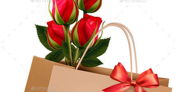 Box 01 holiday background with bag and red flowers t