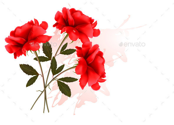 01 flower background with three red flowers t