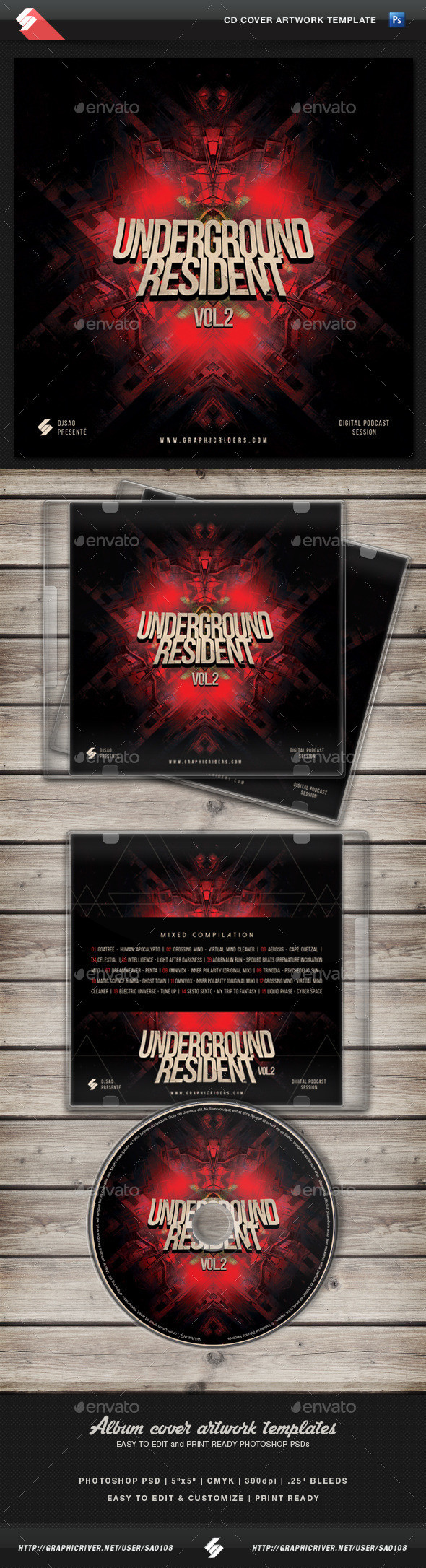 Undergroundresident vol2 cd cover template preview