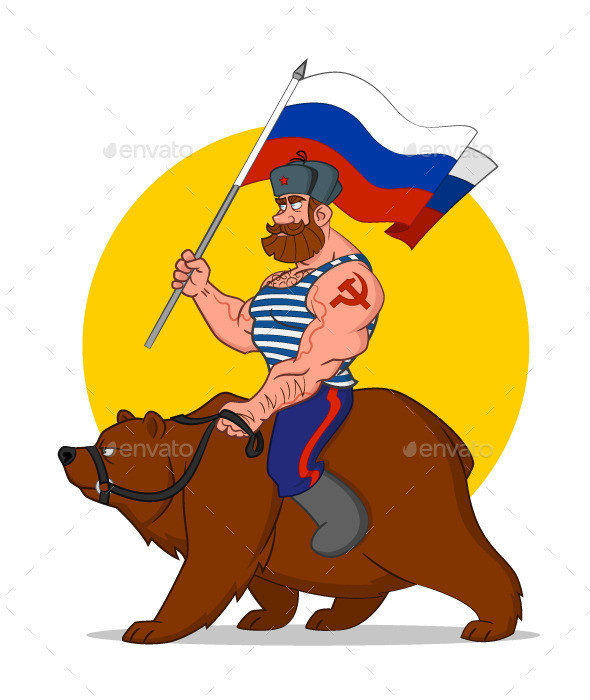 Russian riding a bear