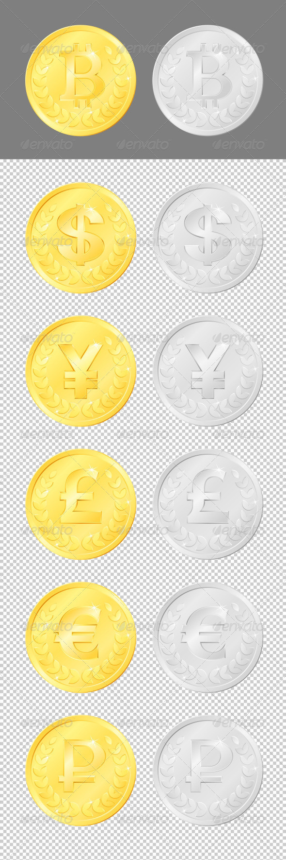 Symbolic world currencies preview