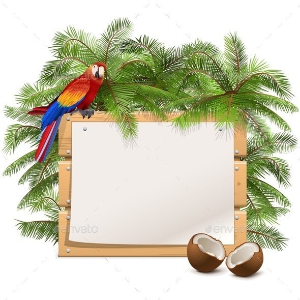 Vector 20wooden 20frame 20with 20palm 20tree