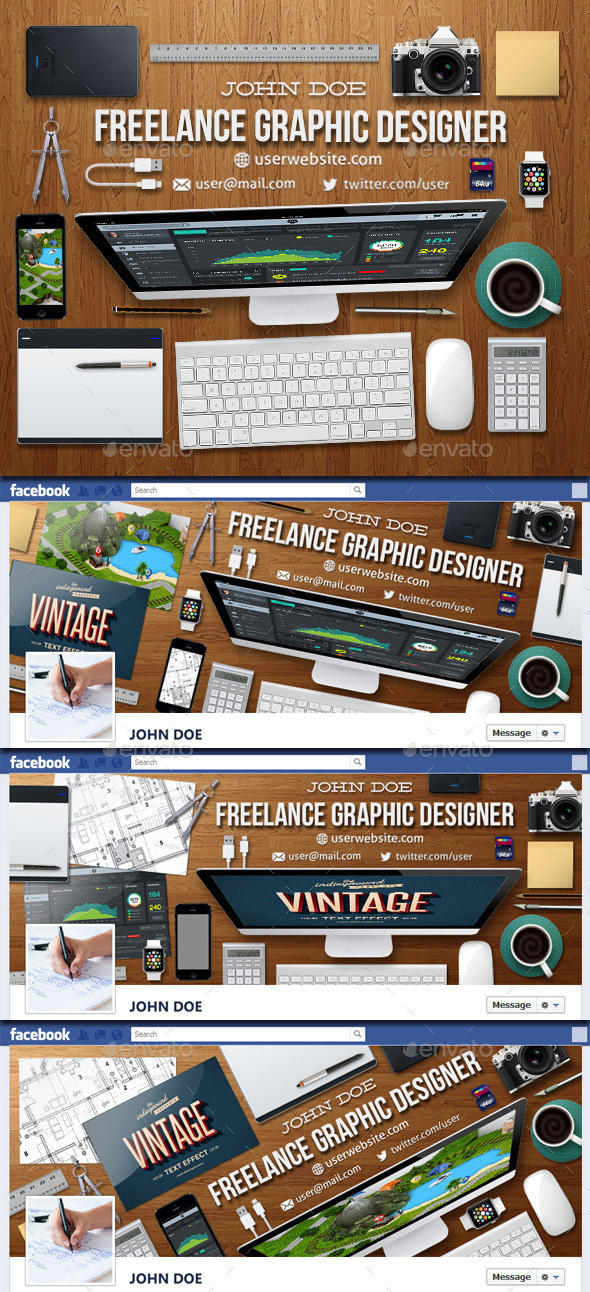 Graphic designer workspace facebook timeline covers 590