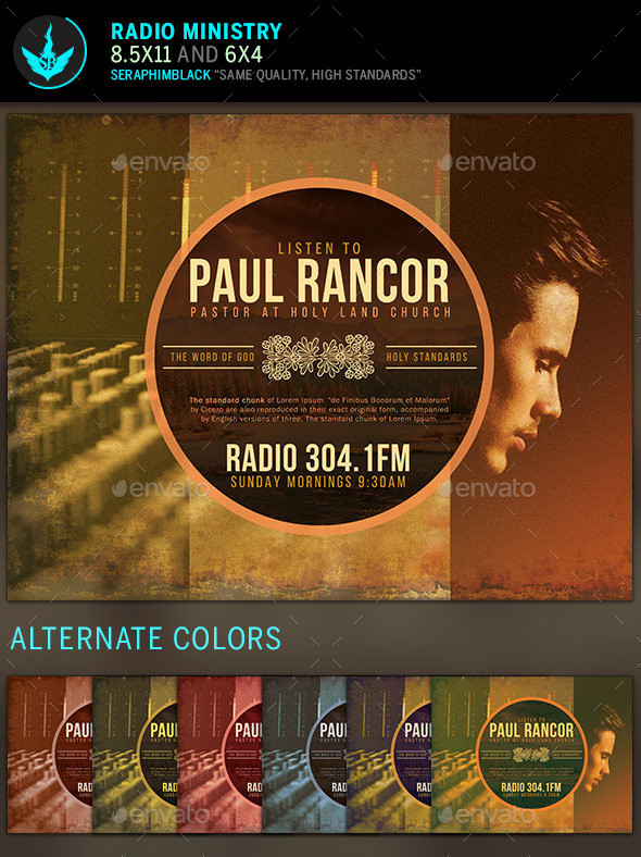 Radio broadcast church flyer template preview