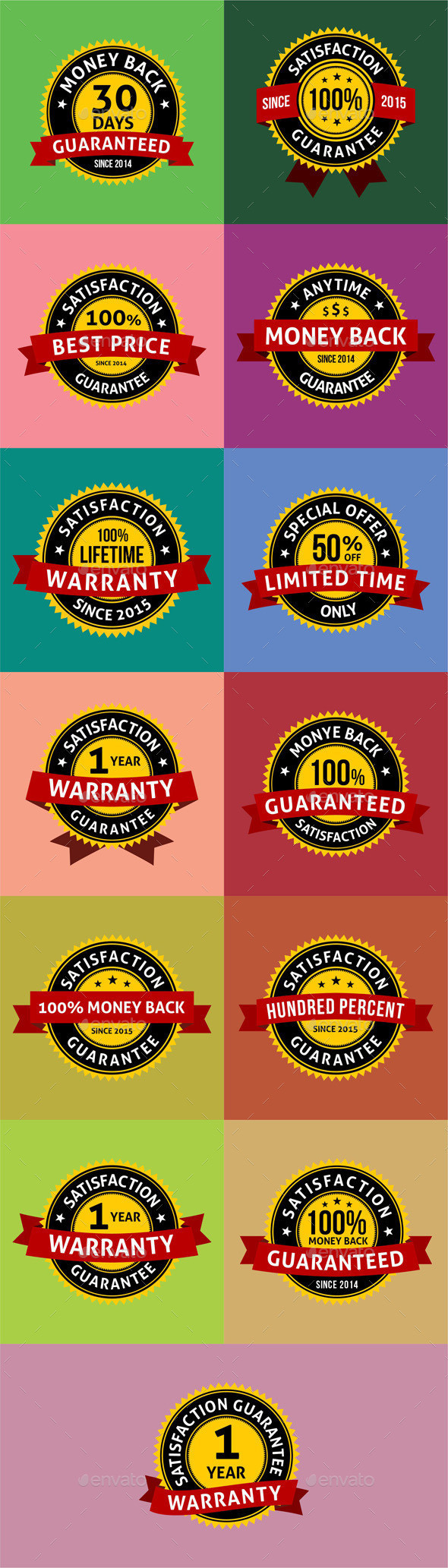 Satisfaction guarantee warranty badges 590