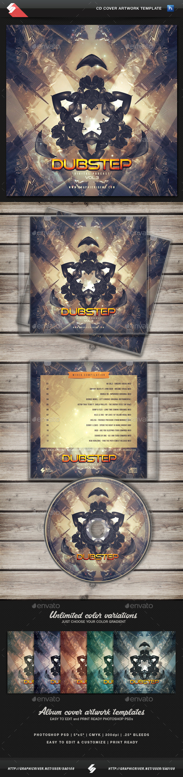 Aliendubstep cd cover template preview
