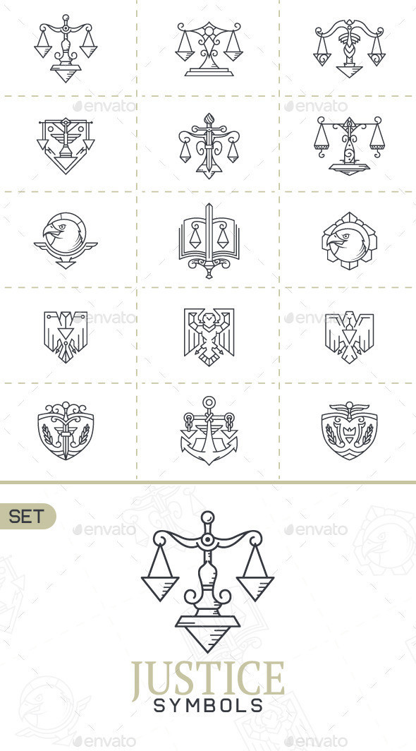 Justice symbols vector set gr