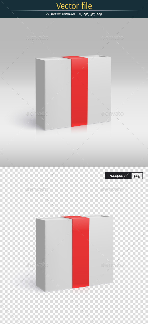 Box with red ribbon template preview