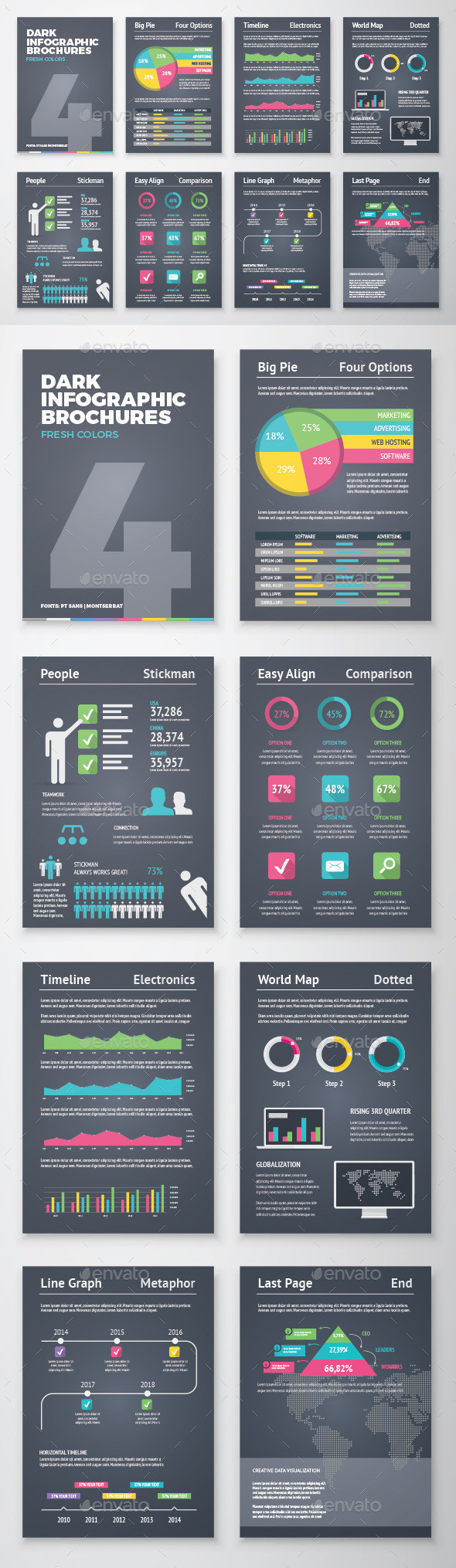 Infographic tools 4 boxed dark gr preview