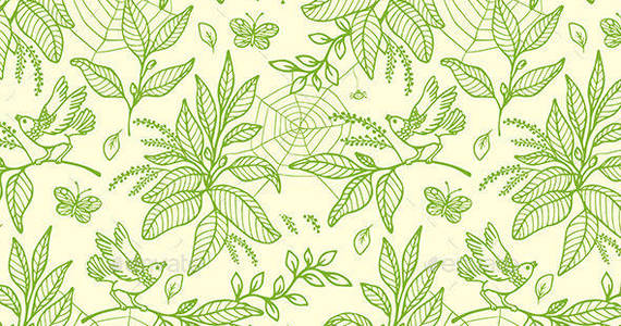 Box green plant pattern590