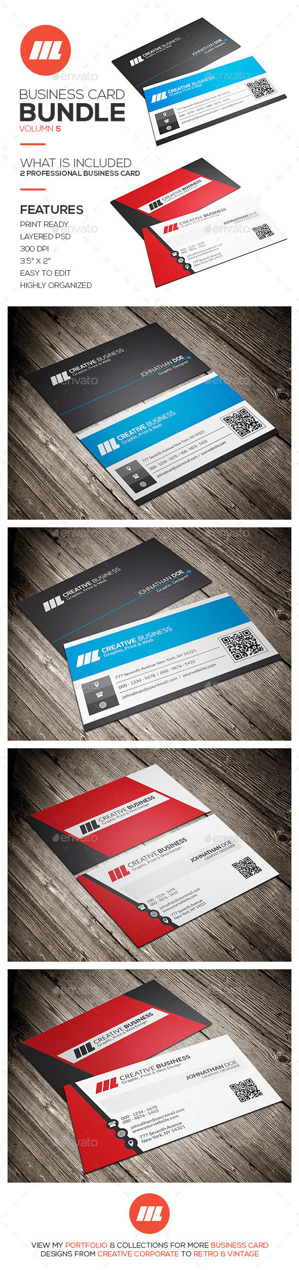 05 vertical creative corporate business card template bundle preview