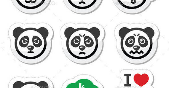 Box panda bear faces labels set prev
