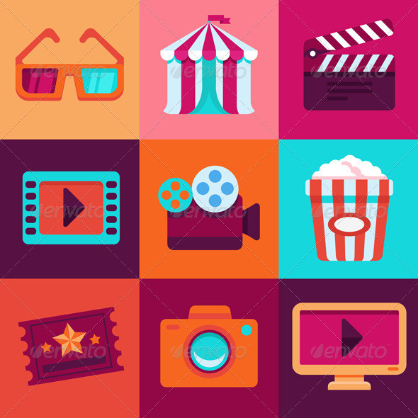 Cinema icons flat1590