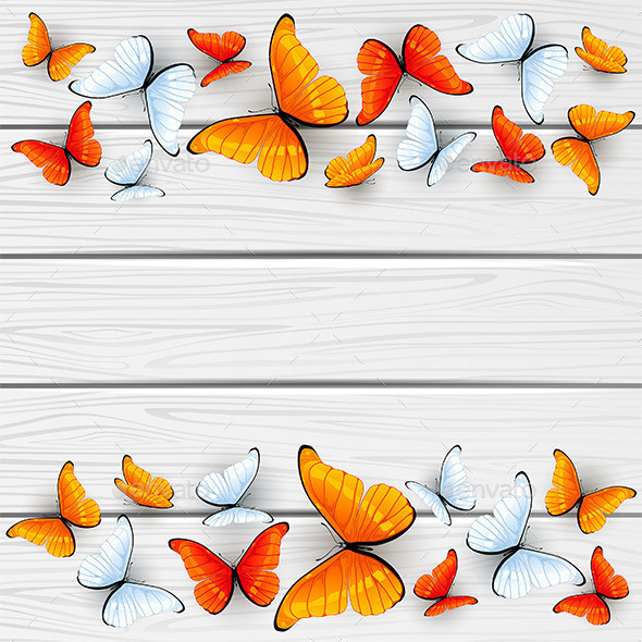 Red 20and 20white 20butterflies 20on 20wooden 20background 201