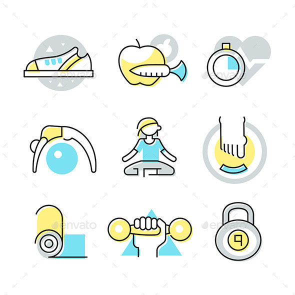 309 fitness body care icons590