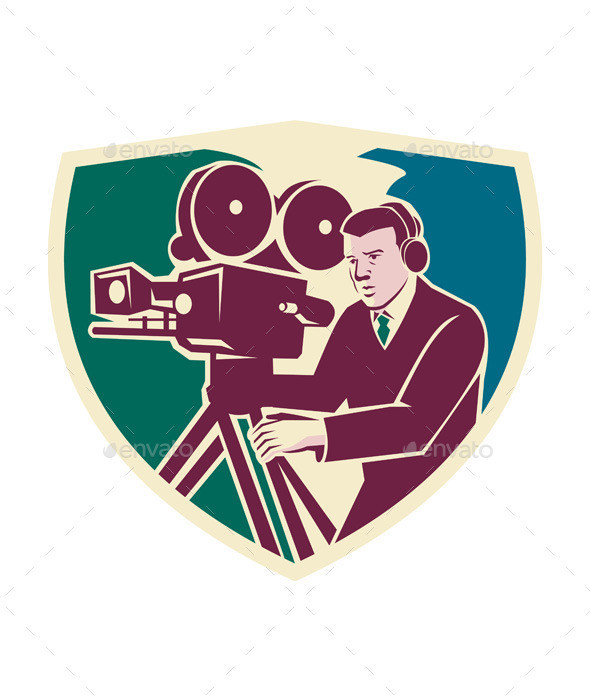 Cameraman moviemaker vintage shield prvw