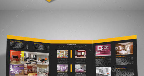Box square interior trifold brochure preview