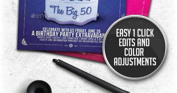 Box preview birthday party cake flyer template