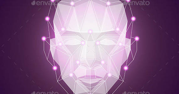 Box polygonal face on dark human concept