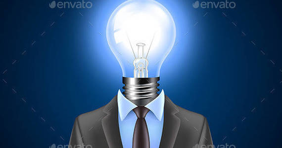 Box lamp head businessman idea concept