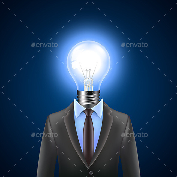 Lamp head businessman idea concept