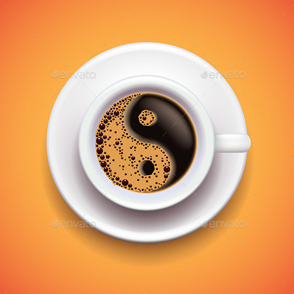 Yin yang coffe cup relax concept