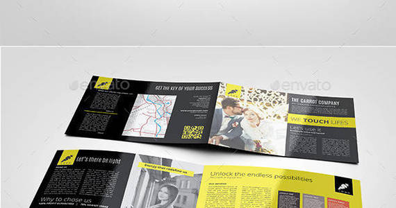 Box landscape 4 pages brochure design template preview