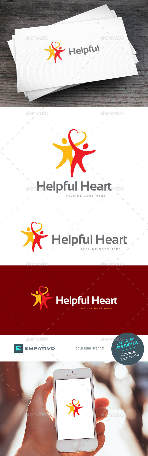 Helpful heart logo template