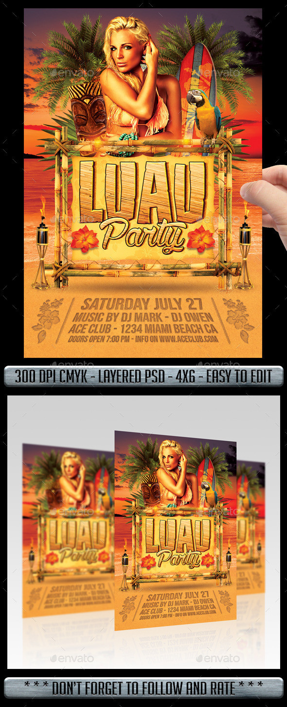 Luau party flyer