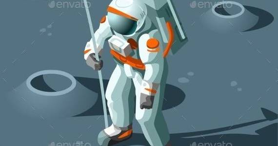 Box astronaut moon landing isometric aurielaki 590
