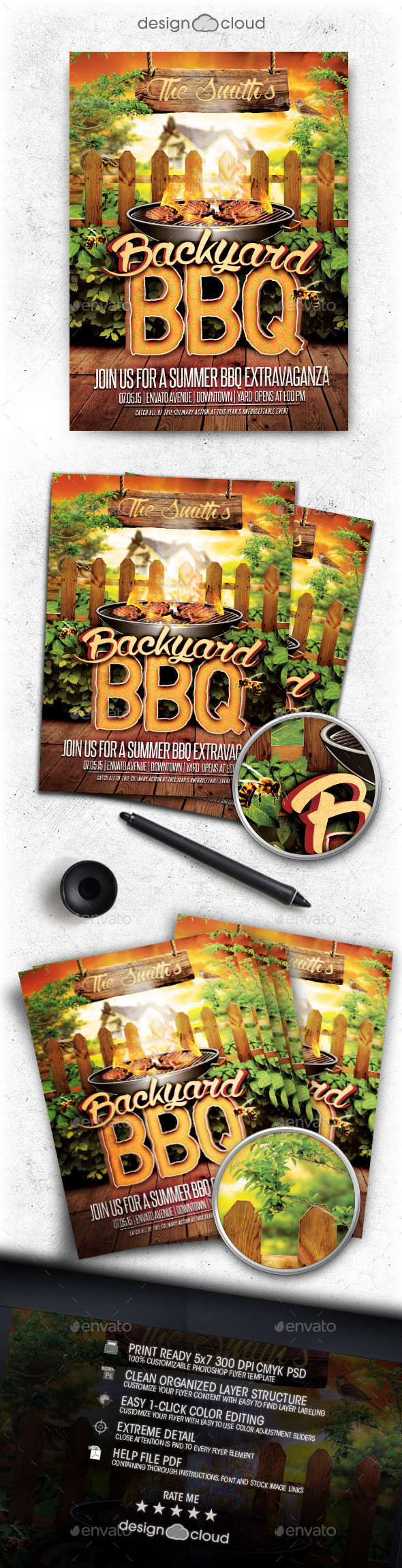 Preview backyard bbq flyer template