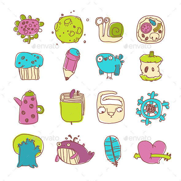 Icons objects characters