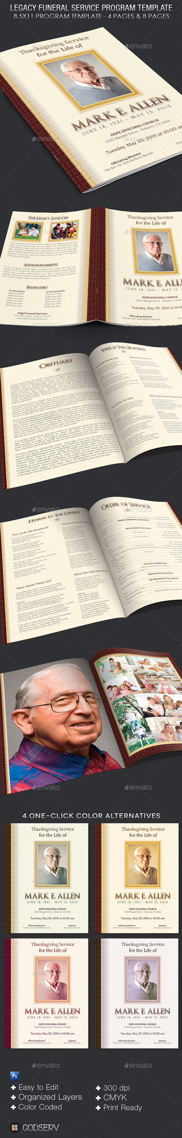 Legacy funeral program template preview