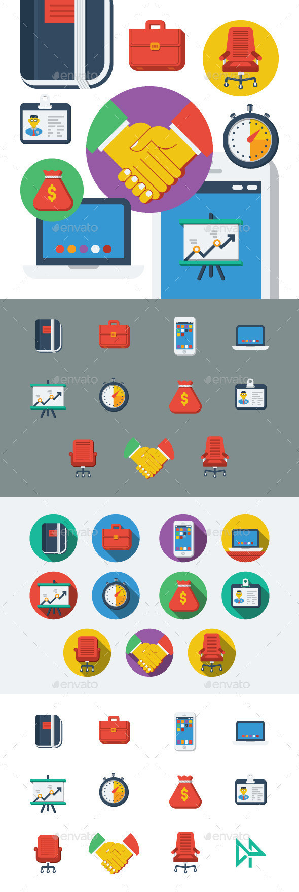 Flat icons preview  envato  590x1760px