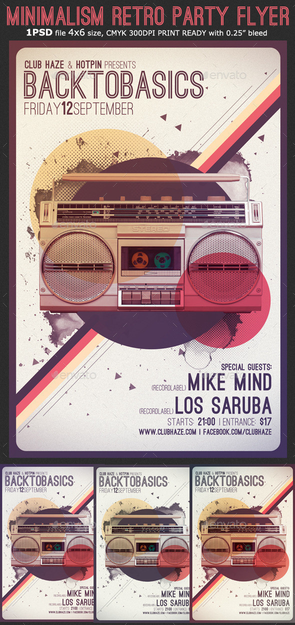 Minimalism retro party flyer template preview