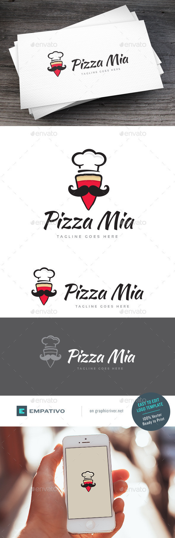 Pizza mia logo template
