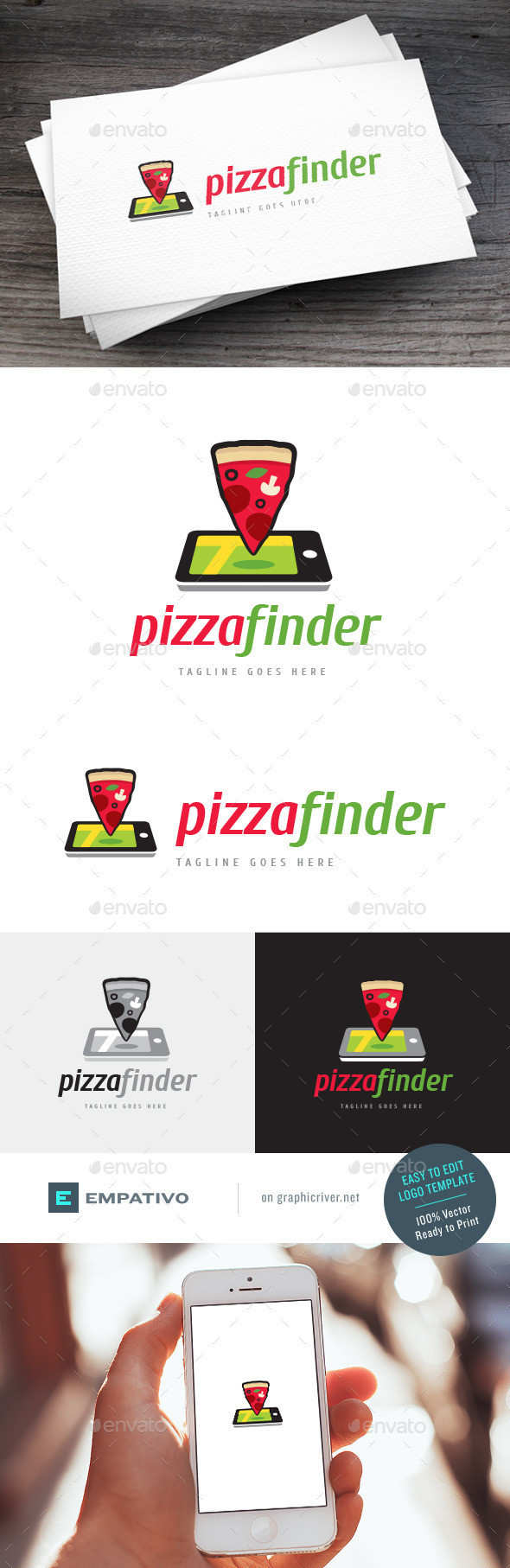 Pizza finder logo template