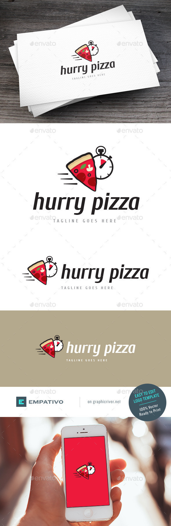 Hurry pizza logo template