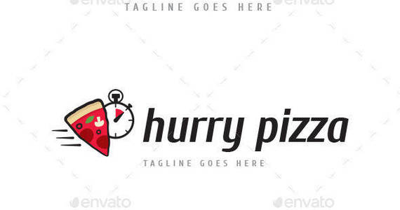 Box hurry pizza logo template