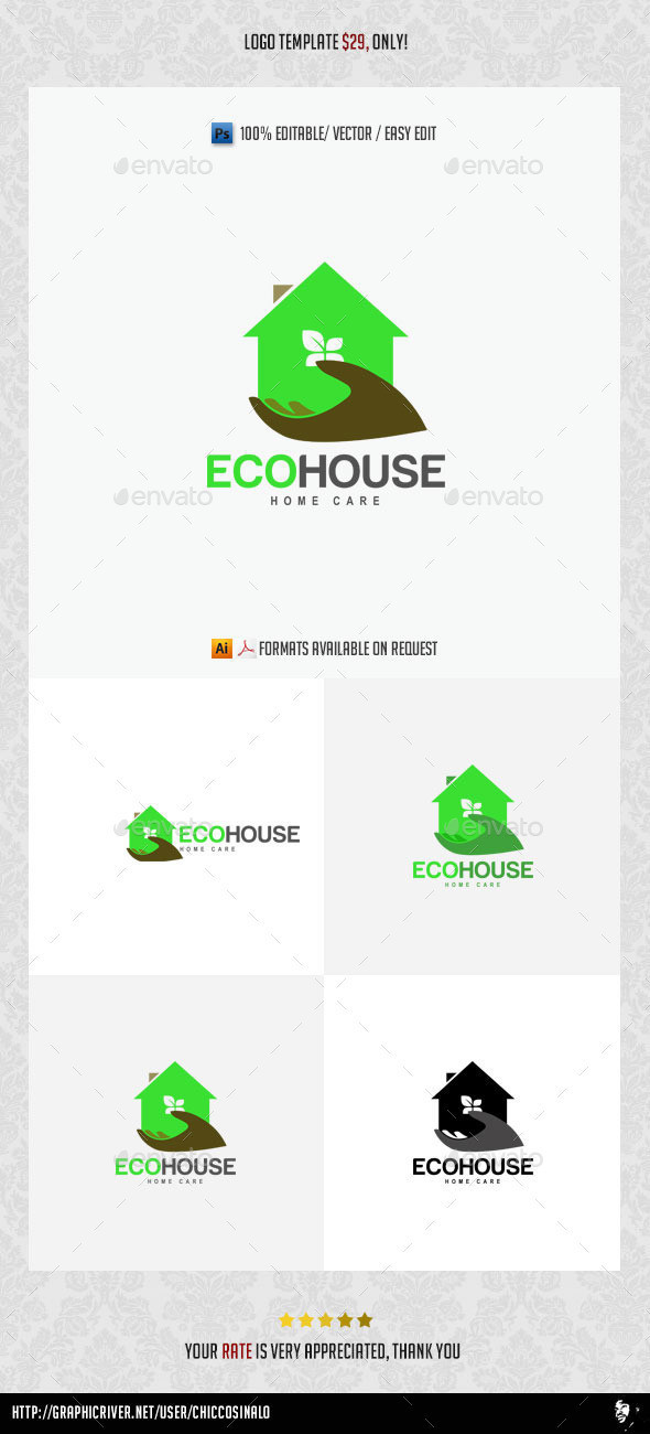 Eco house logo template preview