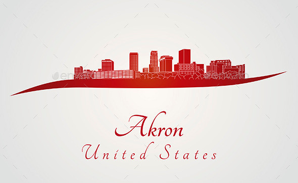 Akron 20skyline 20in 20red