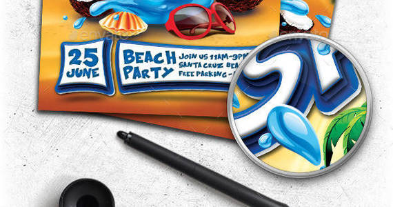 Box preview summer splash party flyer template