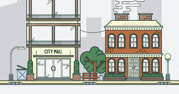 Box city illustration preview  envato  590x2250px
